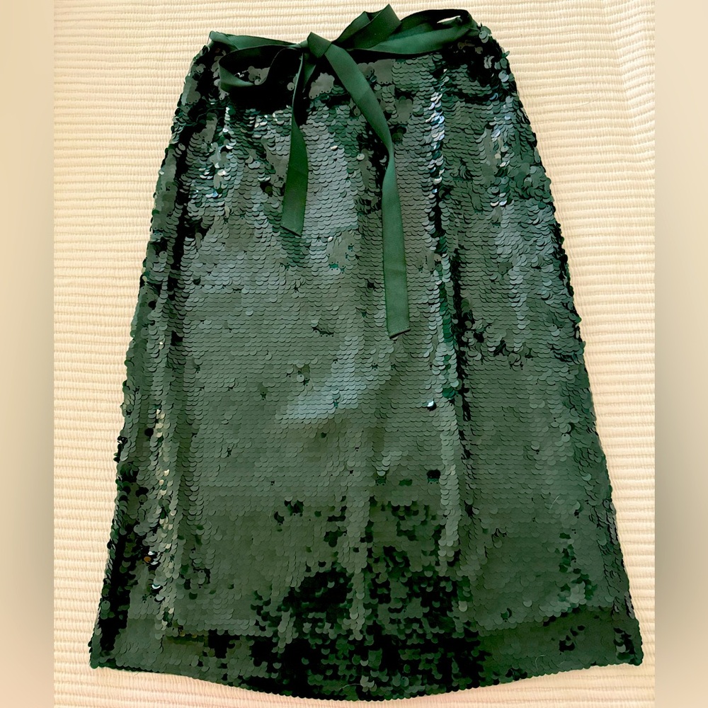 NWT JCrew Collection Sequin Midi Green Mermaid Holiday Party Skirt